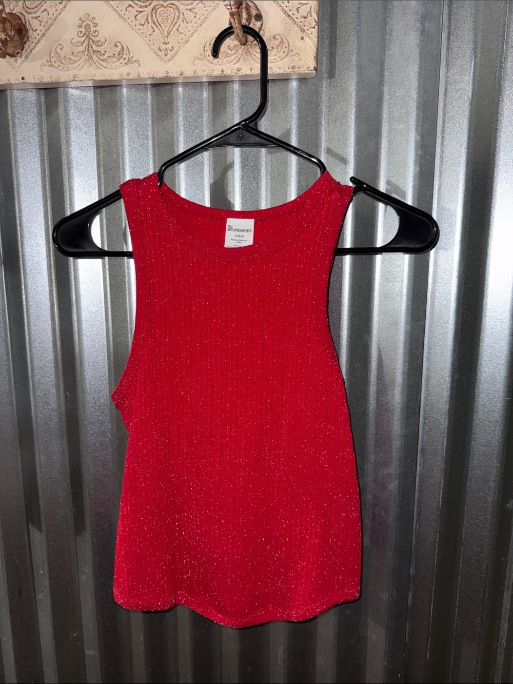 Sundance Red Sparkle Ribbed Tank Top